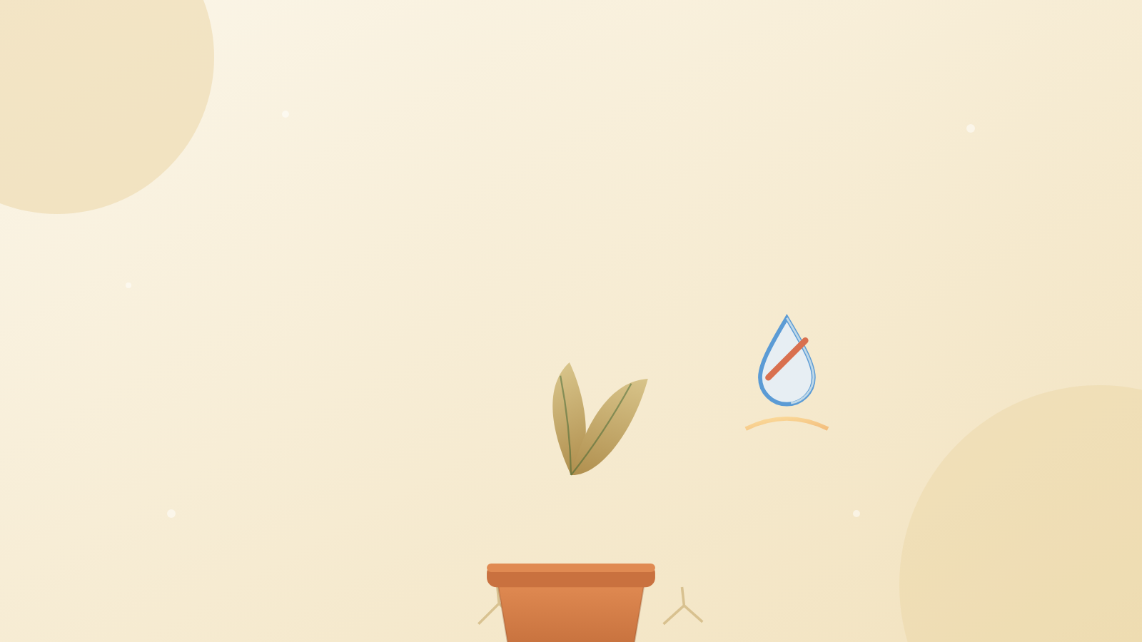 水切れで葉がしおれる観葉植物のイラスト